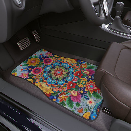 Punjabi Glowing Flowers Car Floor Mats